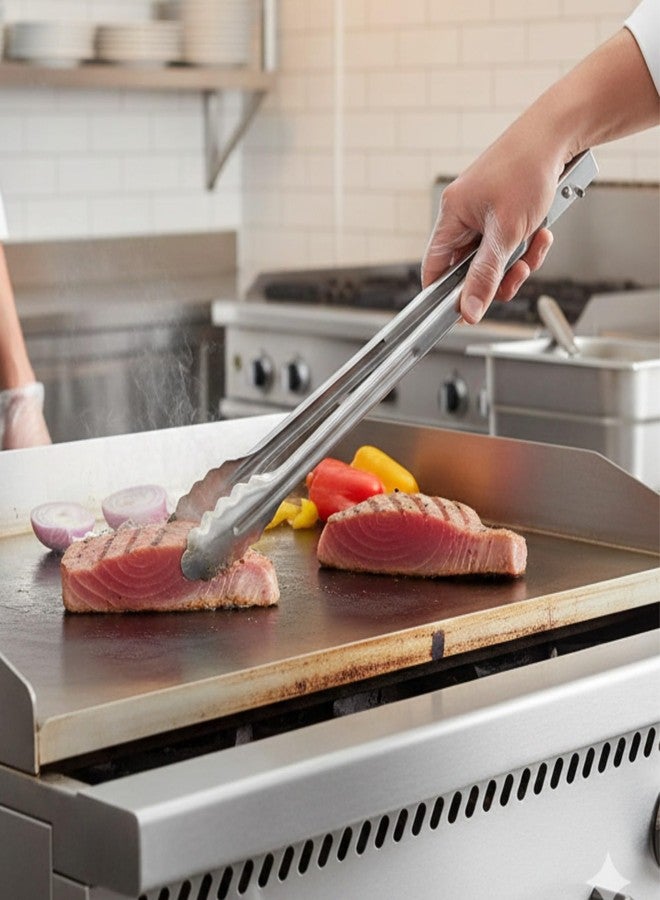 Soro Essentials- 16" Heavyweight Stainless Steel Utility Tong Scalloped Edges Set of 3 - Cooking Tongs Heavy Duty Metal Locking Tongs Perfect for Food Salad and BBQ Home Kitchen Restaurants - Image 2
