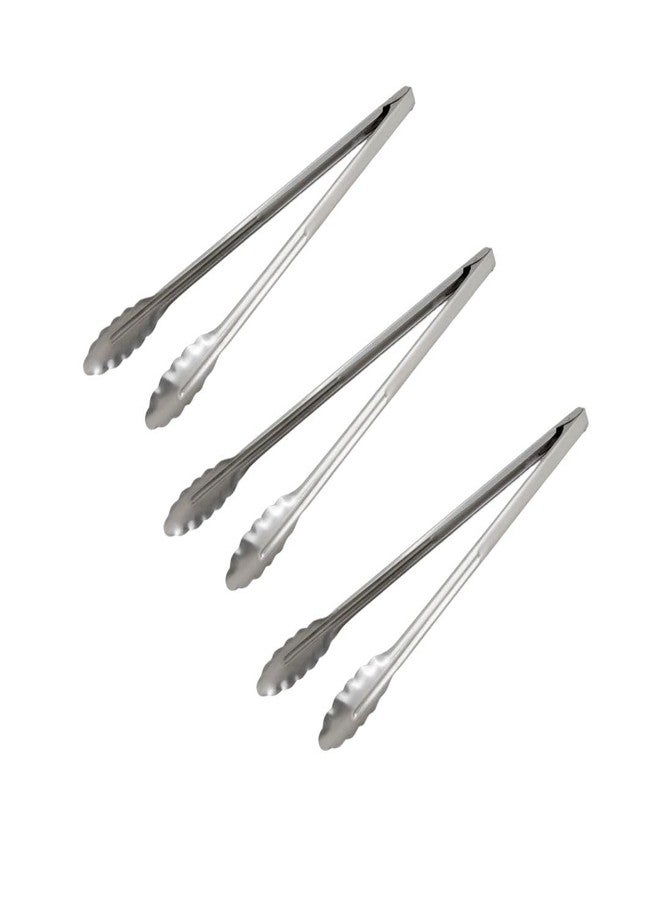 Soro Essentials- 16" Heavyweight Stainless Steel Utility Tong Scalloped Edges Set of 3 - Cooking Tongs Heavy Duty Metal Locking Tongs Perfect for Food Salad and BBQ Home Kitchen Restaurants - Image 1