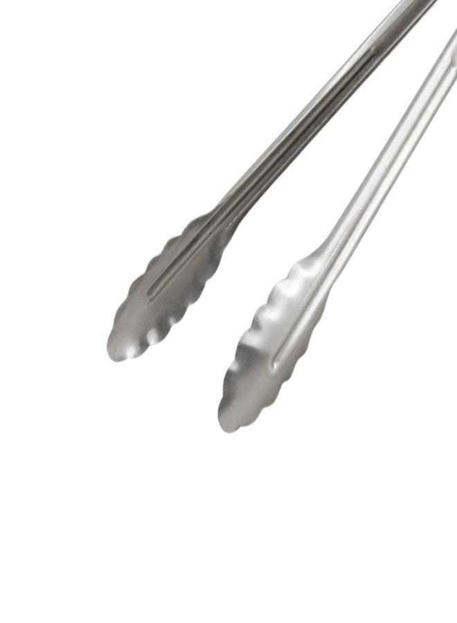 Soro Essentials- 16" Heavyweight Stainless Steel Utility Tong Scalloped Edges Set of 3 - Cooking Tongs Heavy Duty Metal Locking Tongs Perfect for Food Salad and BBQ Home Kitchen Restaurants - Image 4