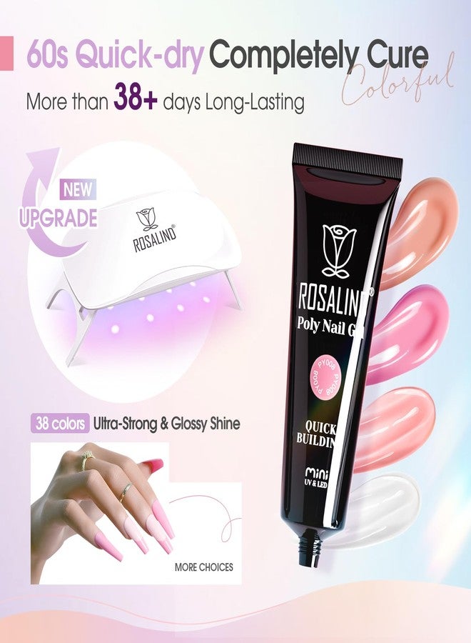 Rosalind طقم جل الأظافر بولي من روزاليند 38 قطعة مع مصباح أظافر صغير جل glitter بني طقم تمديد بولي جل وردي عاري - Image 4