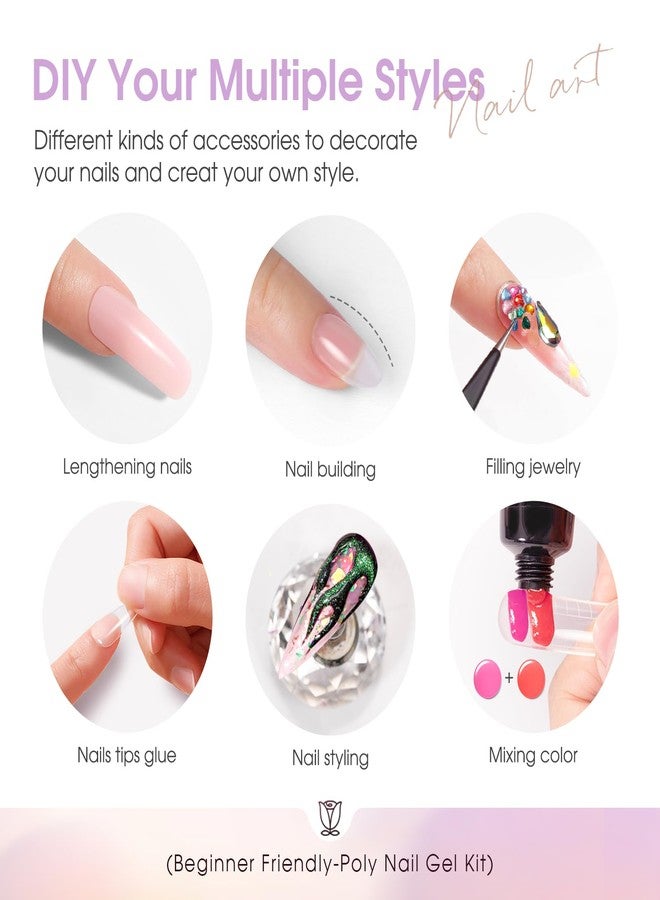 Rosalind طقم جل الأظافر بولي من روزاليند 38 قطعة مع مصباح أظافر صغير جل glitter بني طقم تمديد بولي جل وردي عاري - Image 5