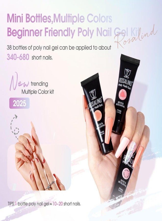 Rosalind طقم جل الأظافر بولي من روزاليند 38 قطعة مع مصباح أظافر صغير جل glitter بني طقم تمديد بولي جل وردي عاري - Image 3
