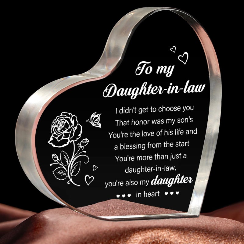 Milcier Daughter In Law Gifts  Daughter In Law Birthday Gift from Mother In Law - 3.9""x 3.9"" Acrylic Keepsake Mothers Day Gifts Christmas Gifts Wedding Gifts for Future Daughter in Law - Image 1