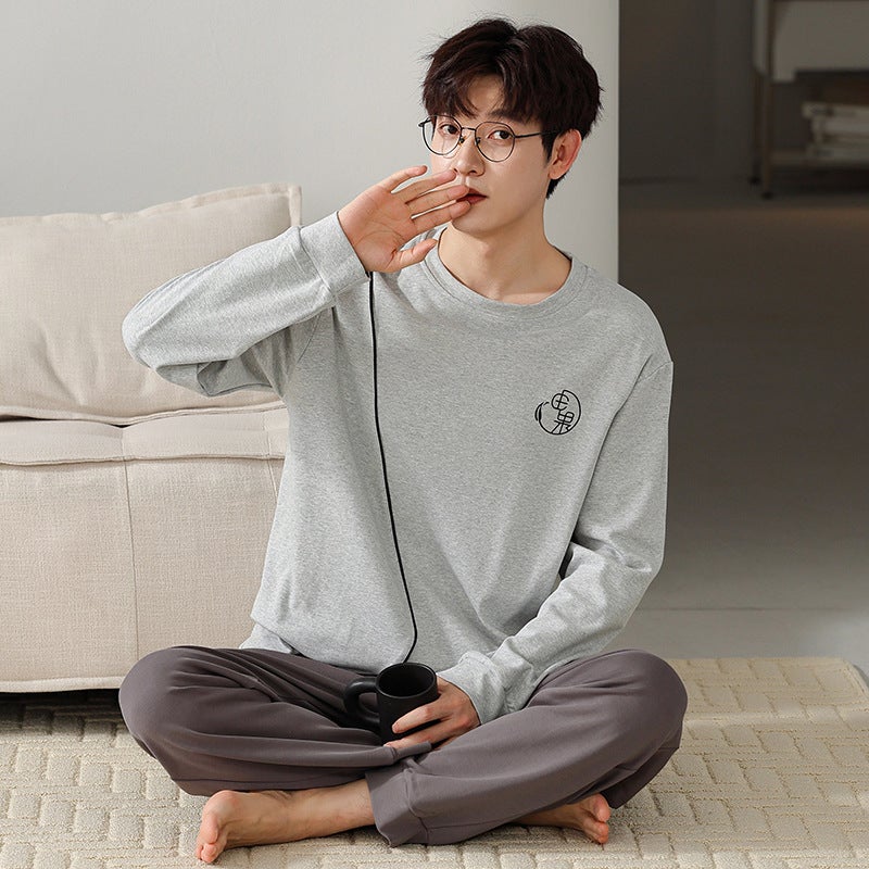 Boys Plus Size 2023 New Men'S Cotton Home Clothes Pajamas Men'S Long Sleeve Teenagers - Image 1