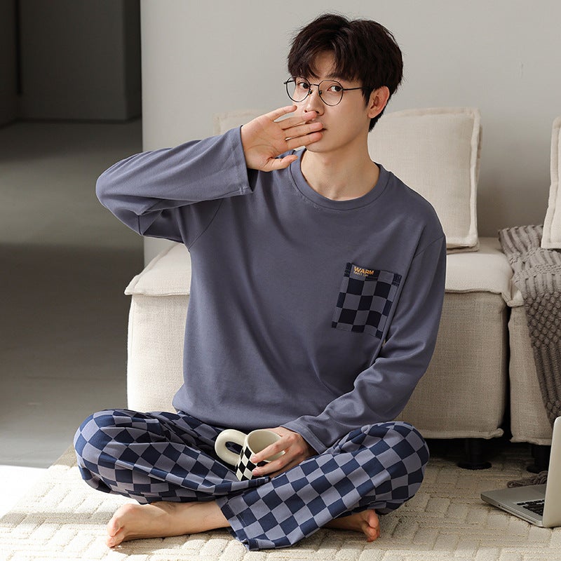 Boys Plus Size 2023 New Men'S Cotton Home Clothes Pajamas Men'S Long Sleeve Teenagers - Image 2