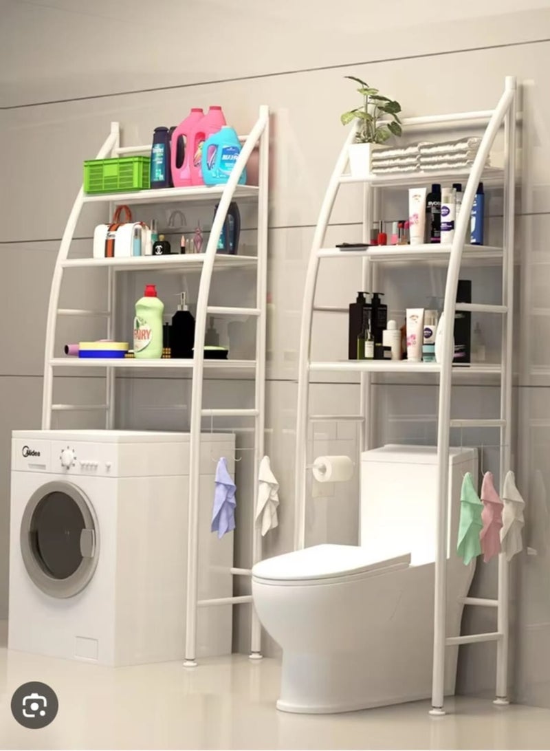 3 Shelf Bathroom Space Saver, Over The Toilet Rack, Bathroom Corner Stand Storage Organizer Accessories, The Washing Machine, Bathroom Tower - Image 2
