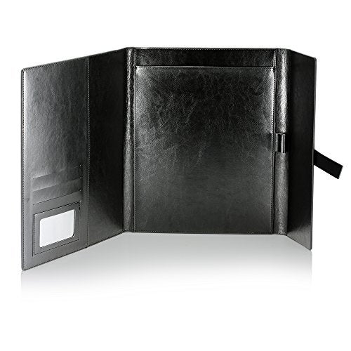 Gallaway Leather Padfolio Portfolio Folder – Slim Portfolio Folio Organizer Holder for Letter Legal A4 Note Pads Notebooks for Men Women Refillable Business Leather Portfolio Binder, Black - Image 2