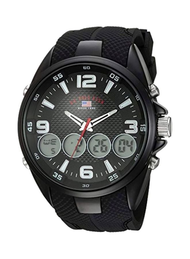 يو اس بولو اسن ساعة يد بعقارب/رقمية وسوار من المطاط طراز US9596 - Image 1