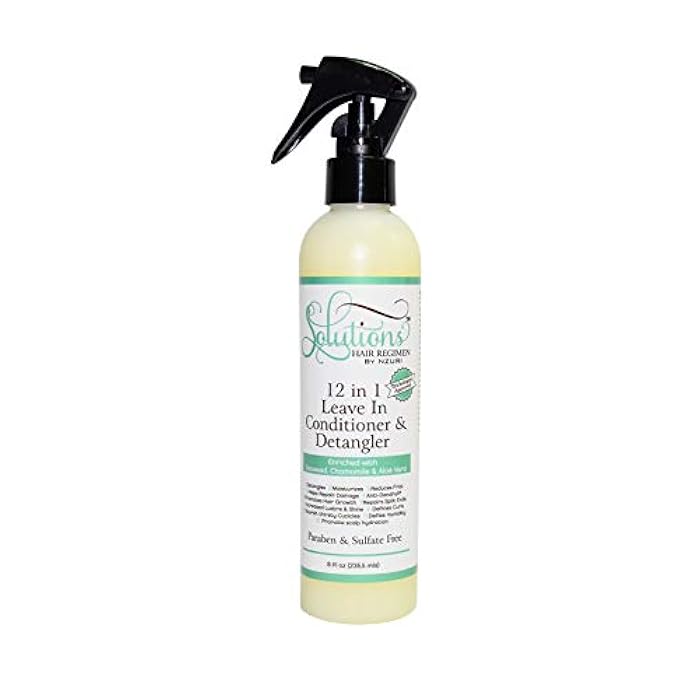 Nzuri Solutions Hair Regimen 12 in 1 Leave in Conditioner & Detangler Enriched with Seaweed, Chamomile and Aloe Vera 8OZ