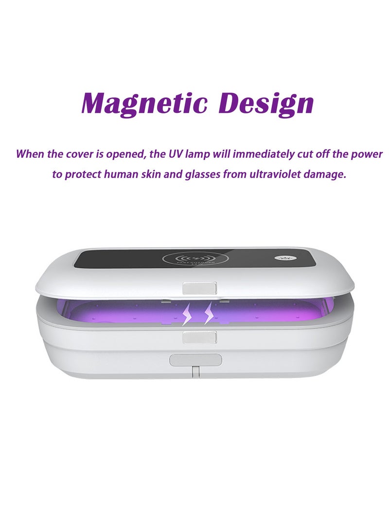 SYOSI UV Light Cell Phone Sanitizer, Sterilizer Disinfection Box with 15W Qi Wireless Charging for All Smartphone (up to 7.7"), Smart Watches Multifunctional Aroma Diffuser (Matte White) - Image 5
