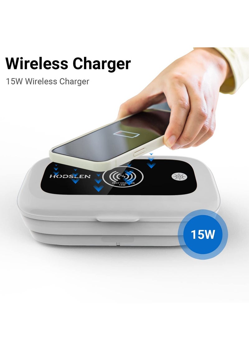 SYOSI UV Light Cell Phone Sanitizer, Sterilizer Disinfection Box with 15W Qi Wireless Charging for All Smartphone (up to 7.7"), Smart Watches Multifunctional Aroma Diffuser (Matte White) - Image 4