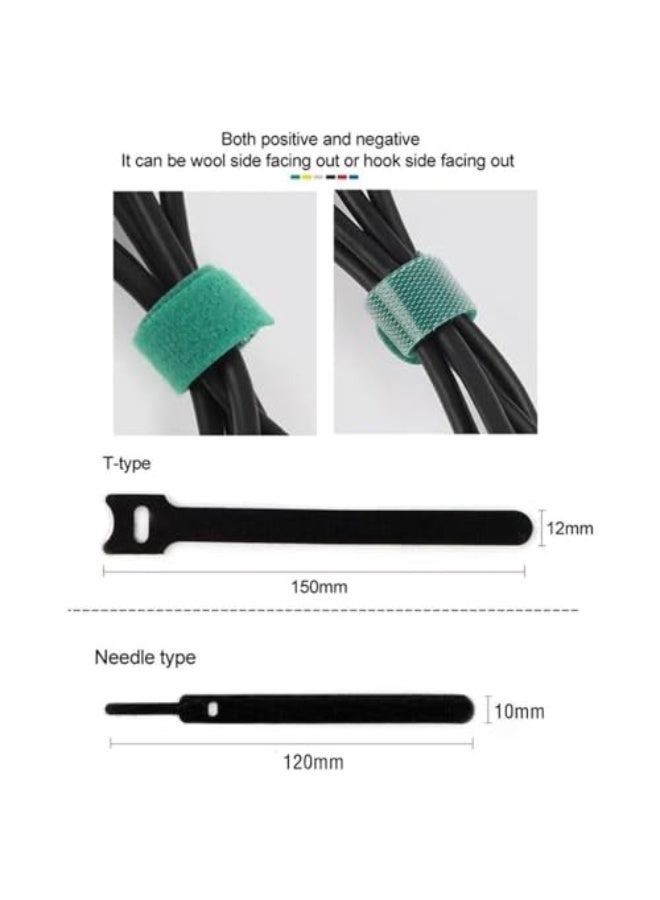 جيه زد اس أربطة كابلات قابلة لإعادة الاستخدام من JZS، 100 قطعة، أربطة قابلة للتعديل، منظم كابلات، لفافة كابلات، إدارة أسلاك بخطاف وحلقة، 110 مم، أزرق - Image 2