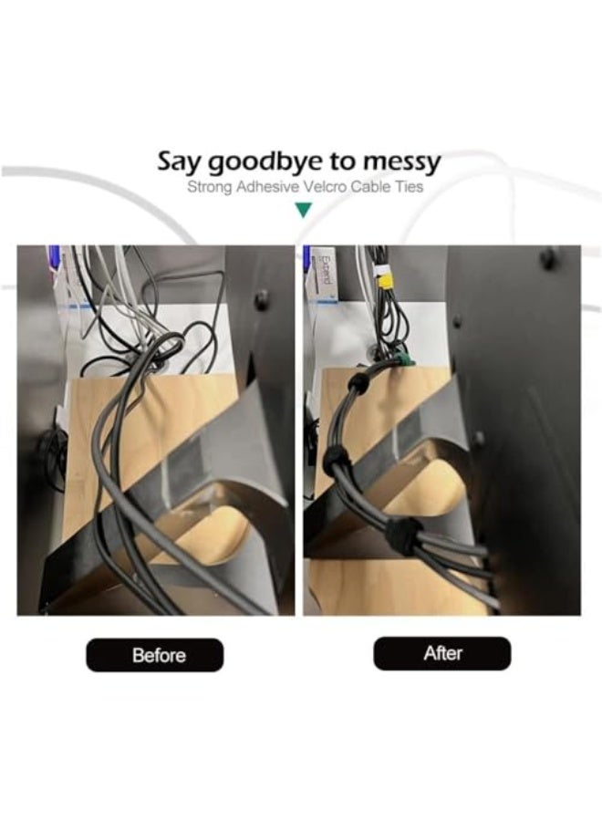 جيه زد اس أربطة كابلات قابلة لإعادة الاستخدام من JZS، 100 قطعة، أربطة قابلة للتعديل، منظم كابلات، لفافة كابلات، إدارة أسلاك بخطاف وحلقة، 110 مم، أزرق - Image 4