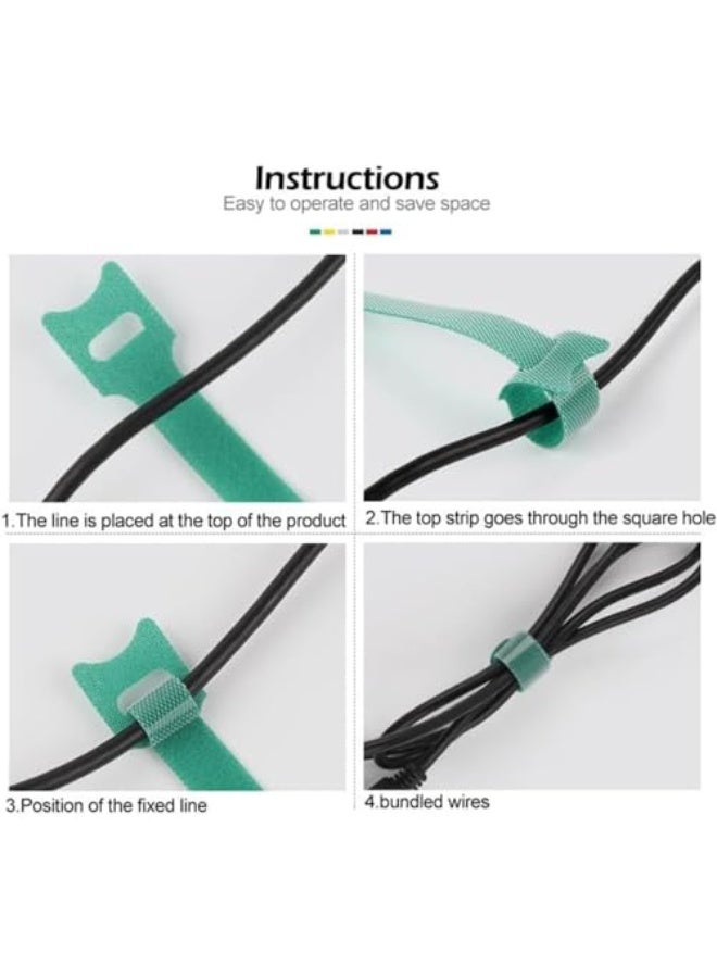 جيه زد اس أربطة كابلات قابلة لإعادة الاستخدام من JZS، 100 قطعة، أربطة قابلة للتعديل، منظم كابلات، لفافة كابلات، إدارة أسلاك بخطاف وحلقة، 110 مم، أزرق - Image 3