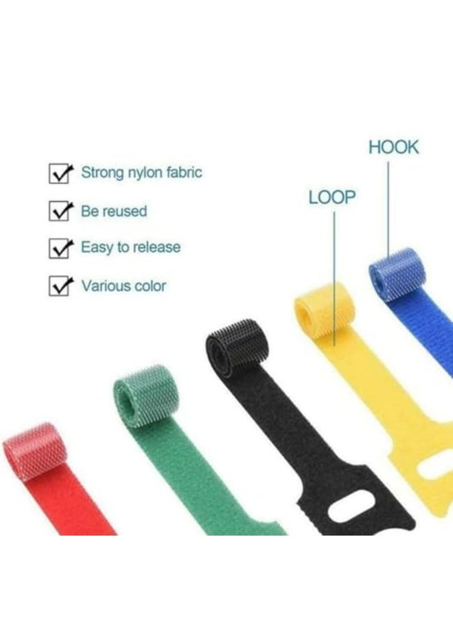 جيه زد اس أربطة كابلات قابلة لإعادة الاستخدام من JZS، 100 قطعة، أربطة قابلة للتعديل، منظم كابلات، لفافة كابلات، إدارة أسلاك بخطاف وحلقة، 110 مم، أزرق - Image 5