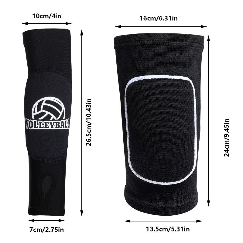 obmwang 2 Pieces Volleyball Accessories Including Volleyball Knee Pads and Arm Sleeves with Protection Pads and Thumb Hole for Women Girls Teens(Black) - Image 2