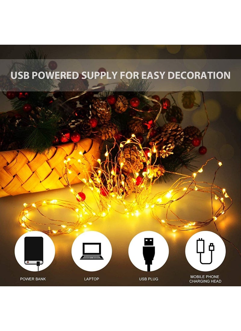Generic Crystal Zone Copper String LED Lights 10Metre Long 100 LED Bulbs USB Powered Decorative Fairy Lights for Diwali Christmas Festivals Indoors Outdoors Fairy 10m Light Pack of 1  - Image 2