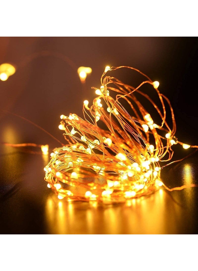 Generic Crystal Zone Copper String LED Lights 10Metre Long 100 LED Bulbs USB Powered Decorative Fairy Lights for Diwali Christmas Festivals Indoors Outdoors Fairy 10m Light Pack of 1  - Image 1