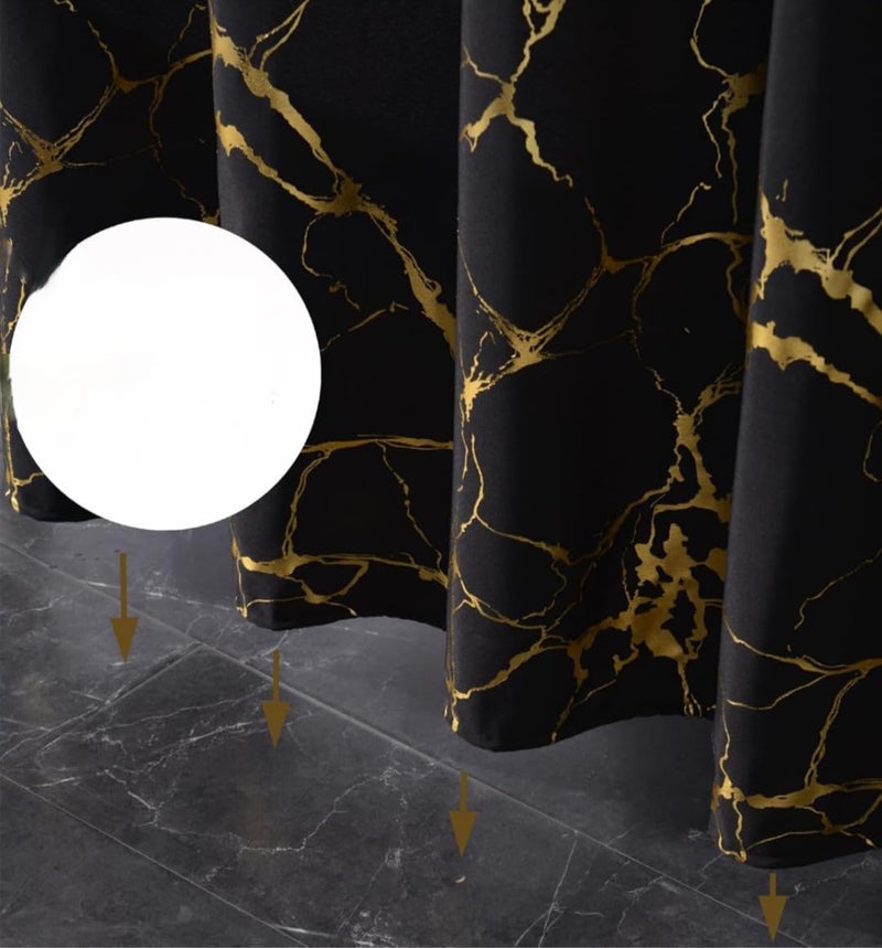 Marble Shower Curtain Black Gold Waterproof Shower Curtain with 12 Grommets 180x180cm - Image 4