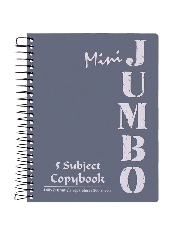 منترا كشكول ميني جامبو مسطر من مينترا 200ورقة مقاس 14.7x21سم، رمادى