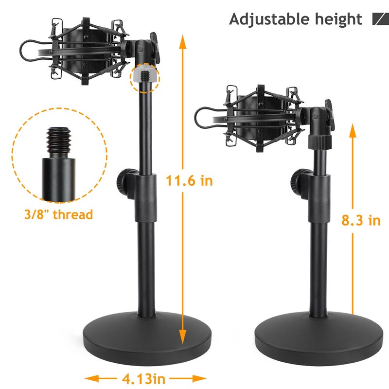Frgyee Desk AT2020 Stand, Adjustable Metal Table Mic Stand with Shock Mount for Audio Technica AT2020 AT2020USB+ AT2035 ATR2500x Condenser Studio Microphone by Frgyee - Image 5