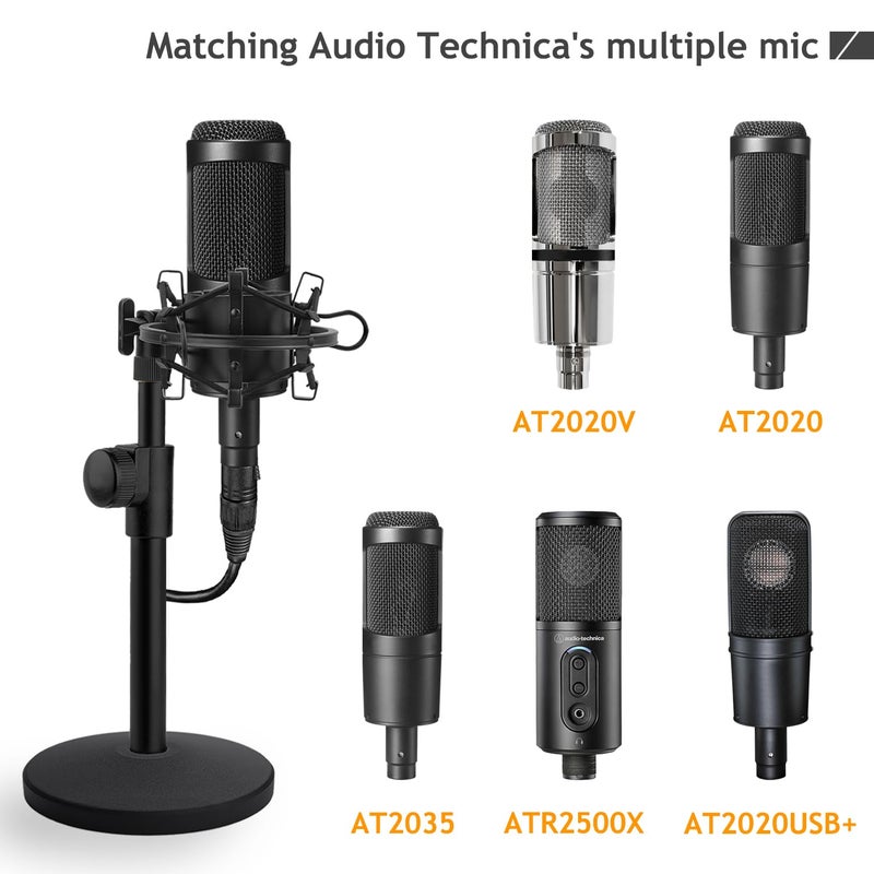 Frgyee Desk AT2020 Stand, Adjustable Metal Table Mic Stand with Shock Mount for Audio Technica AT2020 AT2020USB+ AT2035 ATR2500x Condenser Studio Microphone by Frgyee - Image 4