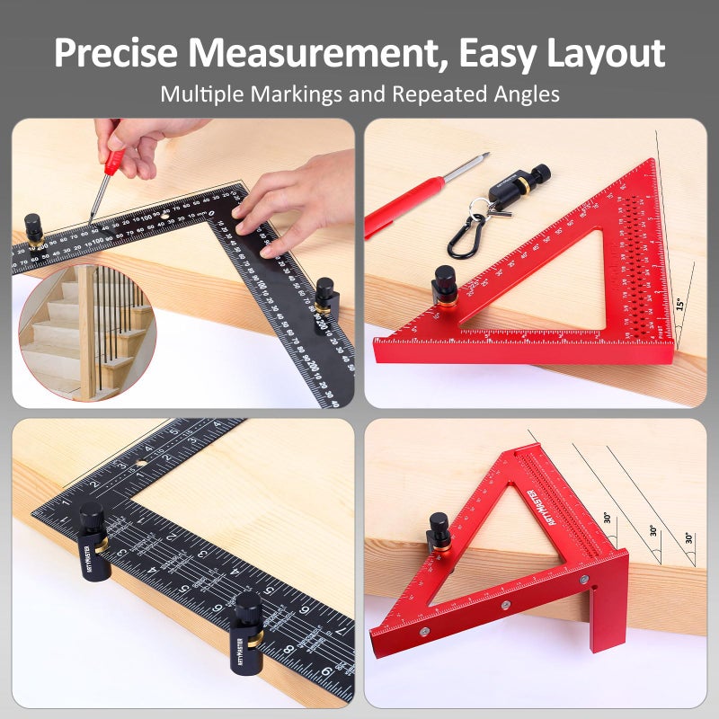 ArtyMaster Stair Gauges with Rubber Pad â€“ Stair Gauges for Framing Square & Circular Saw â€“ Framing Jig Square Stops â€“ Circular Saw Guide â€“ Carpentry Jig Stops - Image 3