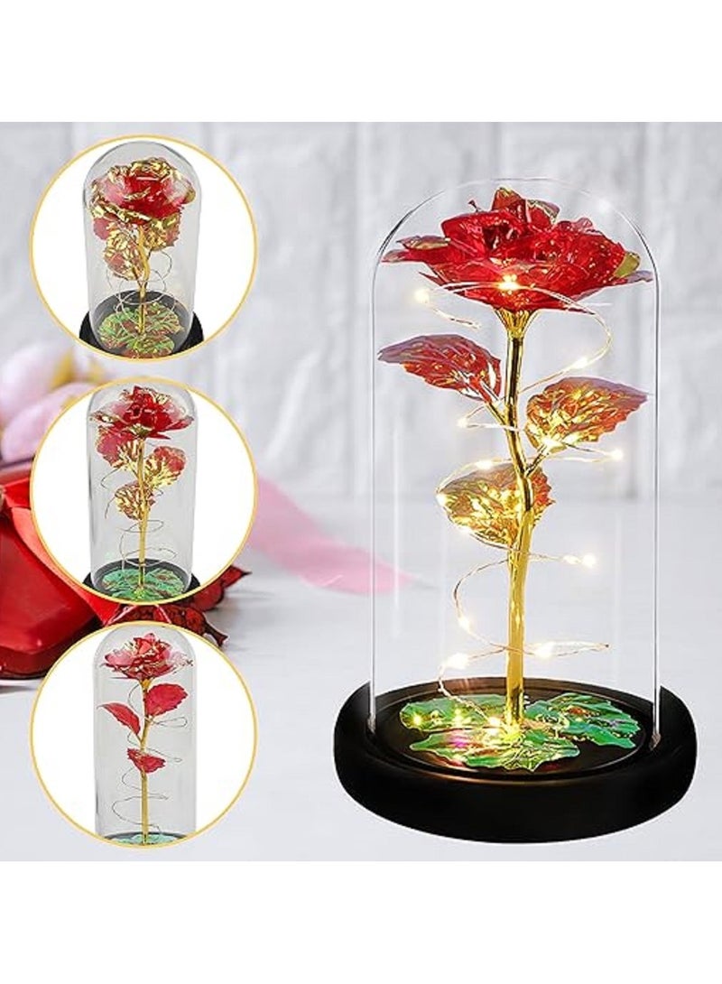 Decorative Gifts for Wife, Mother, Rose Flower Gifts for Women, Red Rose Flower Gift Preserved in Glass Dome, Women's Gifts for Wife, Grandma, Mother (Red) - Image 3