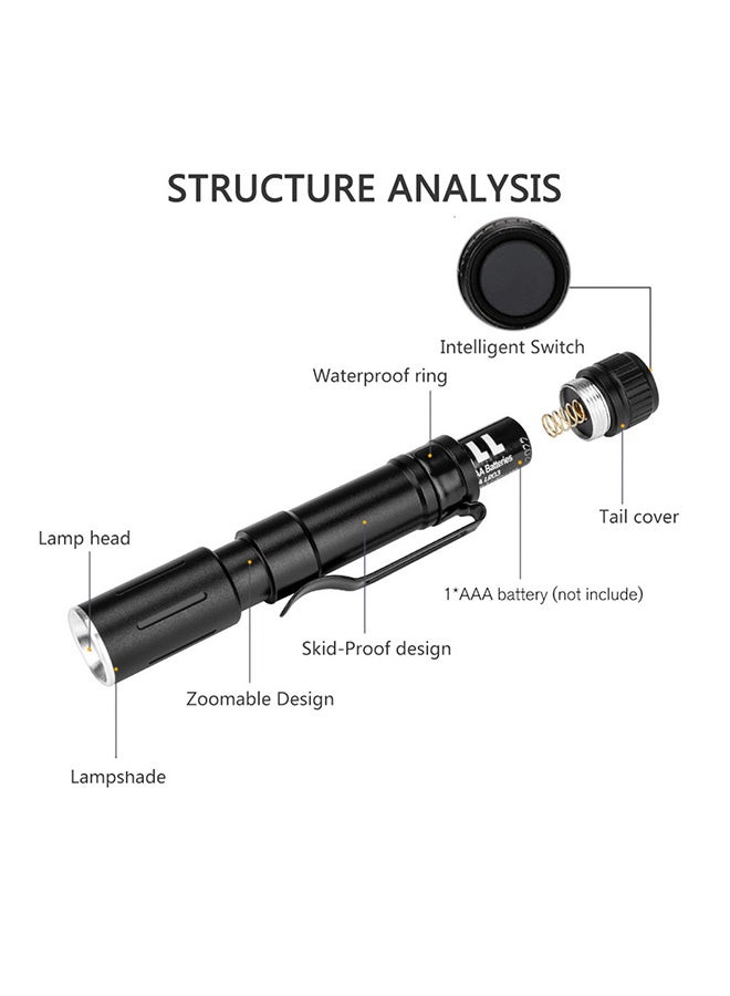 مصباح يدوي LED صغير على شكل قلم مزود بمشبك Q5 أسود - Image 3
