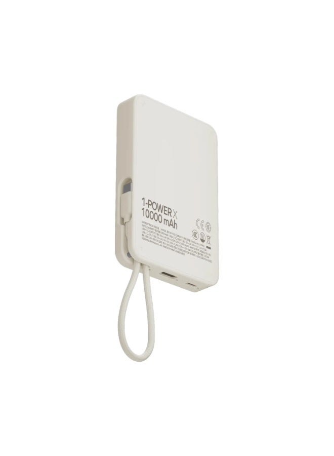 بطارية موماكس IP152E 1-Power X 10000mAh 20W مع كابل USB-C مدمج - أبيض - Image 2