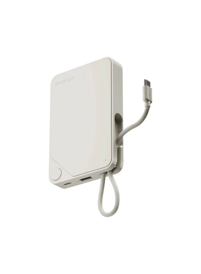 بطارية موماكس IP152E 1-Power X 10000mAh 20W مع كابل USB-C مدمج - أبيض - Image 1