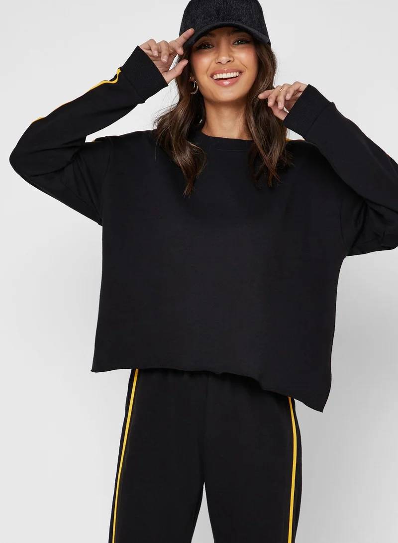 FOREVER 21 Striped Sleeve Sweatshirt