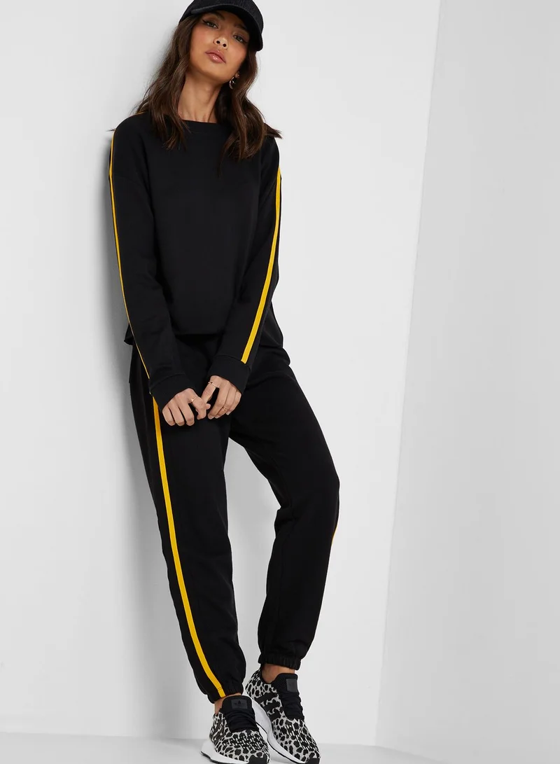 FOREVER 21 Striped Sleeve Sweatshirt