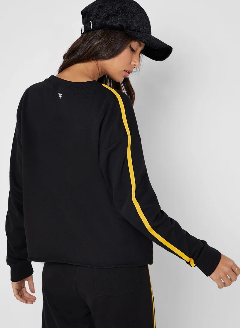 FOREVER 21 Striped Sleeve Sweatshirt