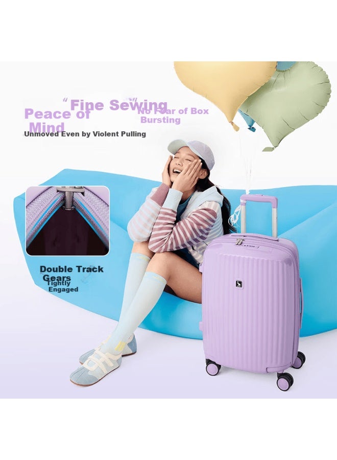 Oiwas Boom Boom 24-inch Luggage Women's Checked Dopamine Expandable Large Capacity Trolley Travel Suitcase With Password Lock Purple - Image 3