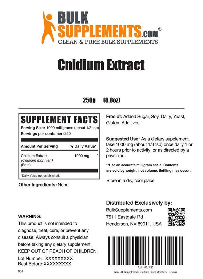 BulkSupplements - Cnidium Fruit Extract Powder Herbal Supplements Powder Cnidium Monnieri Gluten Free 1000Mg Per Serving 250 Serving (250 Grams 8.8 Oz) - Image 1