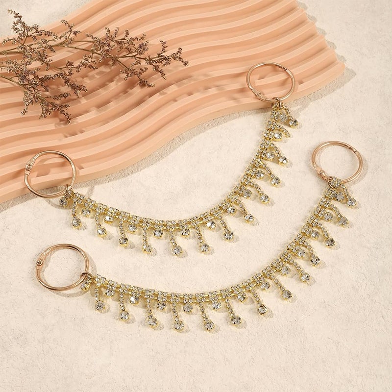 Putthipong 24Pcs Bling Gold Jewelry Shoe Charms Designer Decoration Rhinestone Chain Pearl Gems Rhinestone Luxury Accessories for Women Girls Party Favors Birthday Gifts (Gold) - Image 3