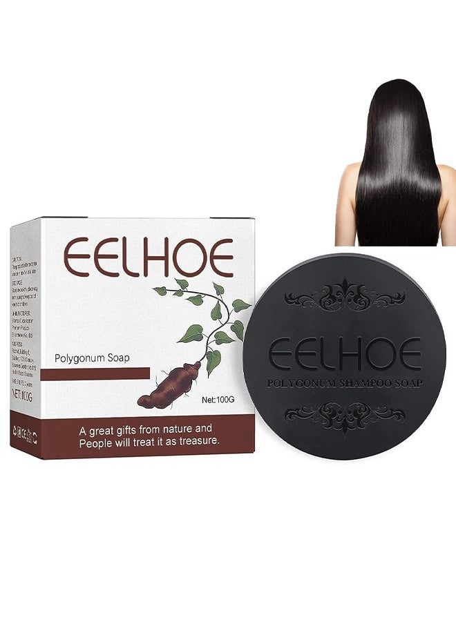 EELHOE - Polygonum Multiflorum Shampoo Soap - 100g Black and Thick Hair Polygonum Soap Bar, He Shou Wu Shampoo Soap, Natural Polygonum Hair Soap, Promotes Hair Growth and Prevents Hair Loss - Image 1