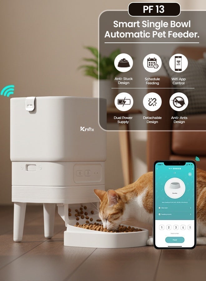 Knox Powering Generations Knox 4L Automatic Pet Feeder for Cats & Dogs with WiFi Smart Control, Programmable Timer, Portion Control, Built-in Desiccant Box, Dual Power Supply Dry Food Dispenser with App Connectivity - Image 3