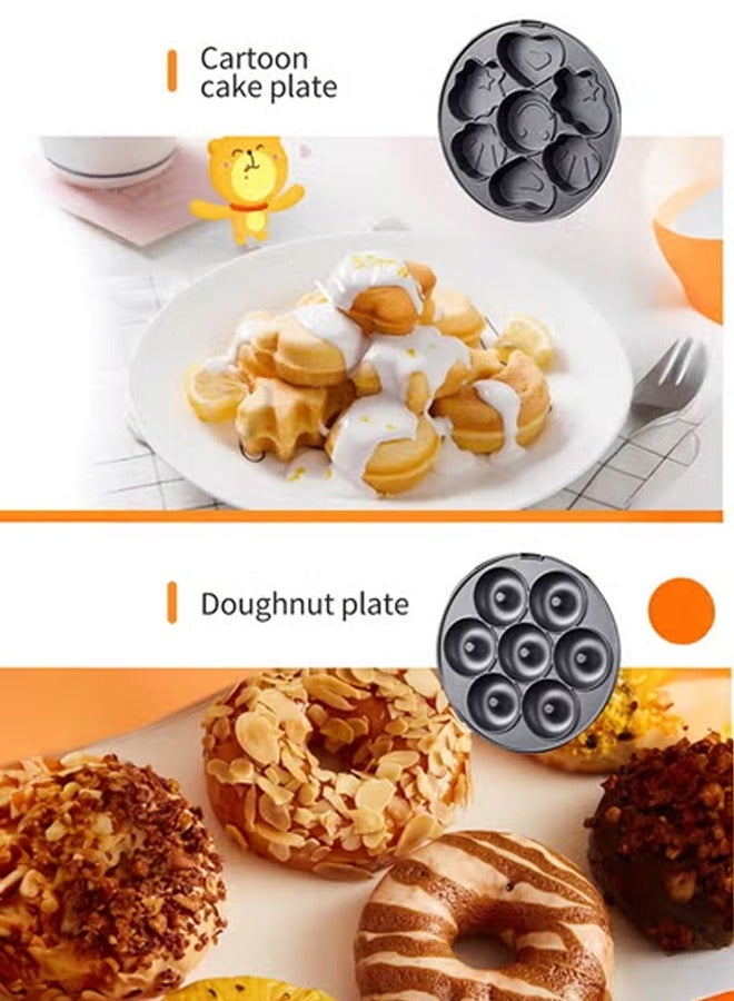 آر إيه أف 3 في 1 غير عصا متعددة الوجبات الخفيفة صانع مع الهراء / دونات / الكرتون كعكة ، انفصال لوحات و مؤشر ليد ضوء 600 واط سلغ003 أسود / فضي - Image 4