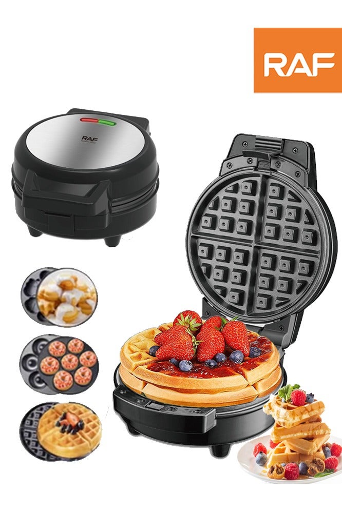 آر إيه أف 3 في 1 غير عصا متعددة الوجبات الخفيفة صانع مع الهراء / دونات / الكرتون كعكة ، انفصال لوحات و مؤشر ليد ضوء 600 واط سلغ003 أسود / فضي - Image 1