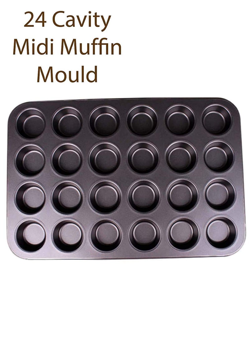 CAKE DECOR Non-Stick 24-Cavity Midi Muffin Mould – Durable Baking Tray for Cupcakes, Mini Muffins, Tarts & Bites – Easy Release, Even Baking, Ideal for Oven Use & Batch Baking - Image 2