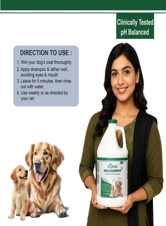 Hallofeed Dorsal Dog Shampoo 1000ml | Anti Ticks & Fleas | Neem & Aloe Vera | pH Balanced Pet Shampoo for Dogs & Cats | Anti Dandruff, Anti Hairfall, All Breeds, Gentle Conditioner Formula - Image 4