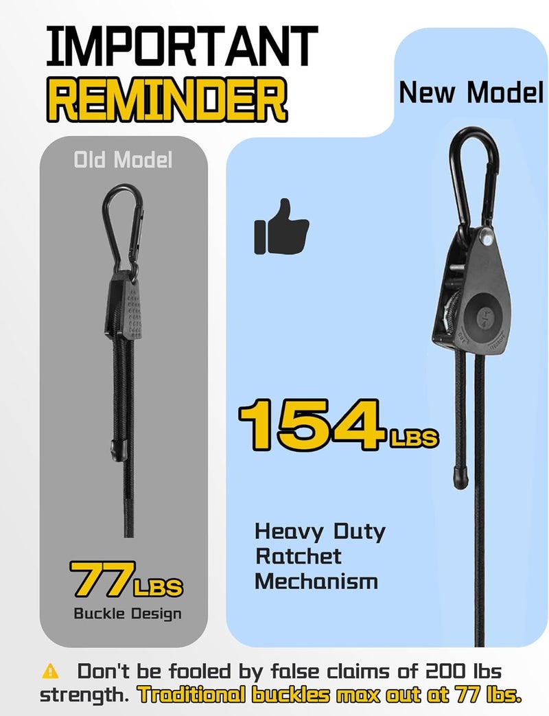 LuckyStraps 8 Pcs 36 Inch Adjustable Carabiner Bungee Cords with Hooks, Easy to Adjust from 7" to 36", Black Bungee Straps with UV-Resistance & Superior Elasticity for Cargo, Bike, Luggage, Carts, Truck, etc Widely used design - Image 3