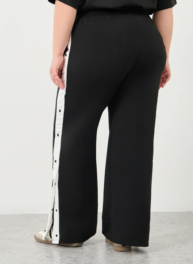 Styli Styli Plus Wide Leg Joggers with Snap Buttons