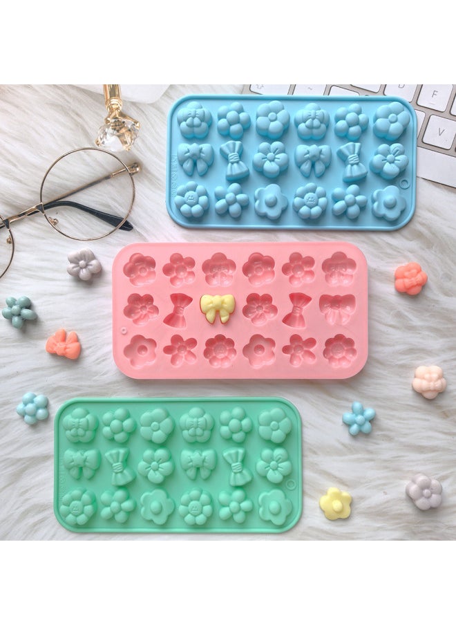 Generic - 18 Flower Bow 542 Silicone Mold DIY Chocolate Handmade Qq Sugar Baking Cookies Baking Tray-Color:Nordic Blue - Image 1