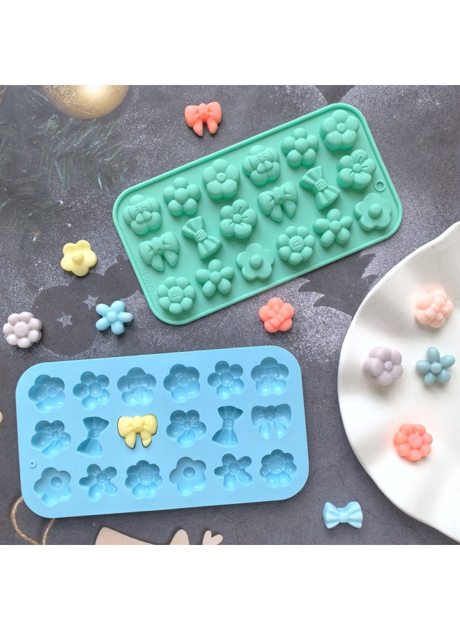 Generic - 18 Flower Bow 542 Silicone Mold DIY Chocolate Handmade Qq Sugar Baking Cookies Baking Tray-Color:Nordic Blue - Image 1