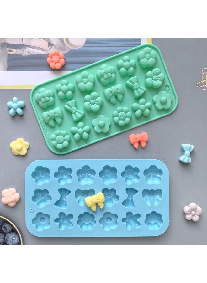 Generic - 18 Flower Bow 542 Silicone Mold DIY Chocolate Handmade Qq Sugar Baking Cookies Baking Tray-Color:Nordic Blue - Image 1