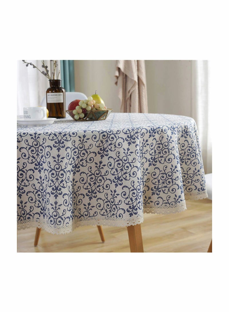 SOLARAE مفرش طاولة مزخرف من الدانتيل المكرميه العتيق من قطن الكتان الثقيل، غطاء طاولة مزخرف للمطبخ والموائد الريفية - Image 5