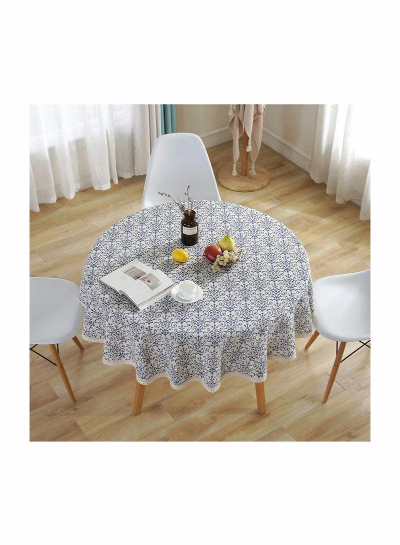 SOLARAE مفرش طاولة مزخرف من الدانتيل المكرميه العتيق من قطن الكتان الثقيل، غطاء طاولة مزخرف للمطبخ والموائد الريفية - Image 3